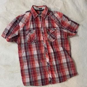 Roar Button Up Tee Red/White